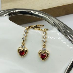 Heart dangle earrings gold plated jewelry